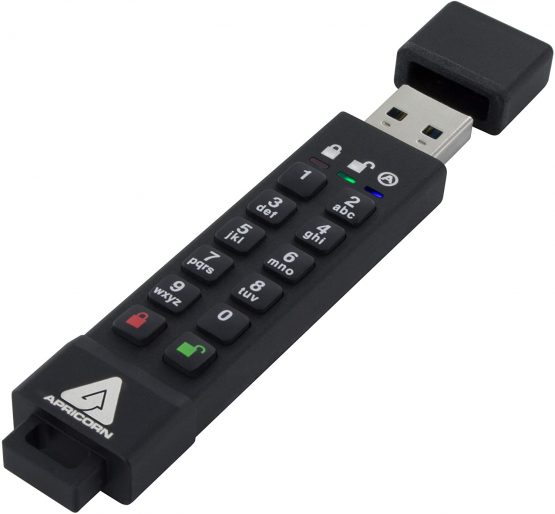 Apricorn Aegis Secure Key 3Z 64GB 256-bit AES XTS Hardware Encrypted FIPS 140-2 Level 3 Validated Secure USB 3.0 Flash Drive (ASK3Z-64GB), black