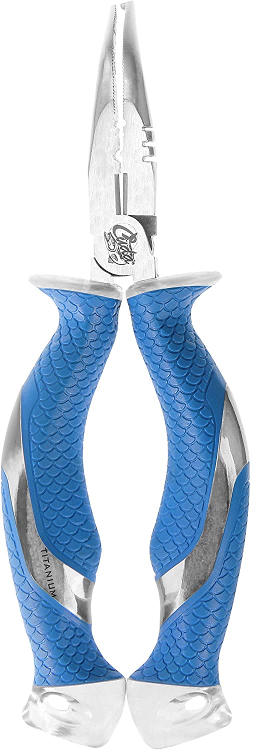 Cuda Titanium Nitride Bonded Ring Splitter Pliers - Blue, 7-Inch