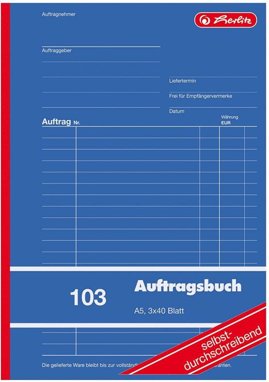 Herlitz 880534 A5 103 3 x 40 Pages Carbonless Order Book - Image 2