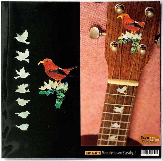 Inlaystickers Decal for Ukulele - Doves Fretboard Markers & Hawaiian Honeycreeper Set, UK-268HHC-AZ