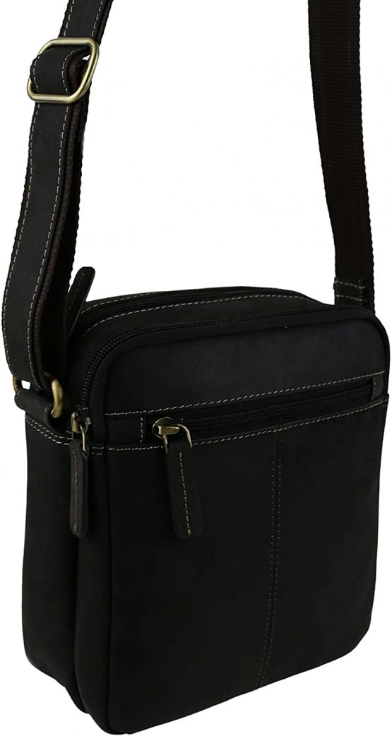 Ladies Mens Small Oiled Leather Cross Body Bag by Visconti; Merlin Travel - Image 2