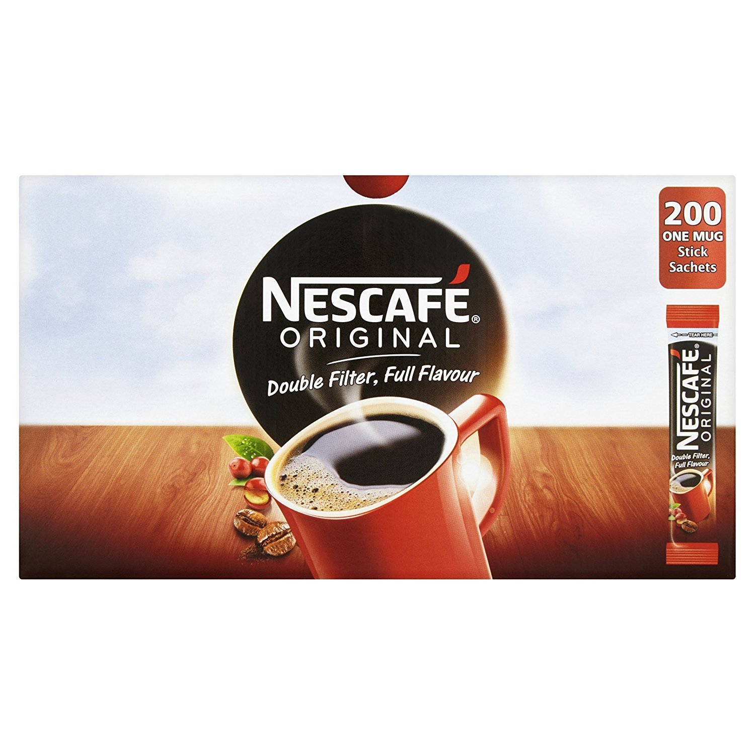 NESCAFÉ Original Instant Coffee Sachets - 200 x 1.8g Sticks, Multicolour, 1.8 g (Pack of 200)