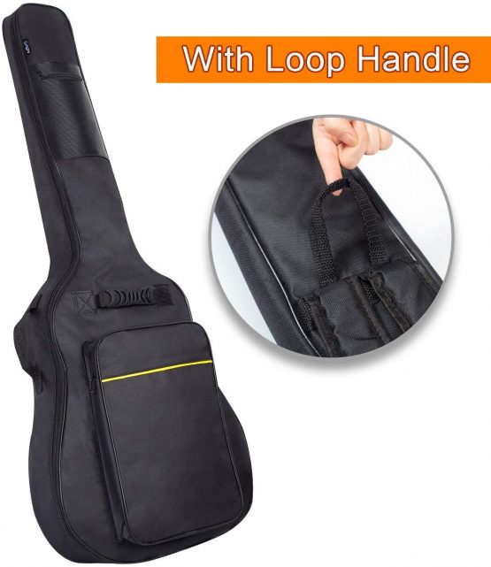 CAHAYA 40 41 Inch Acoustic Guitar Bag Waterproof Guitar Case Gig Bag 8MM Padding with Back Hanger Loop- Black Soft Case, CY0152 - Image 2