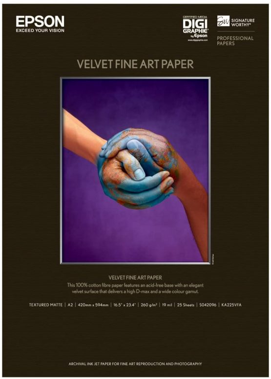 Epson C13S042096 Velvet Fine Art Paper Inkjet 260 g/m2 A2, 25 Sheets Pack