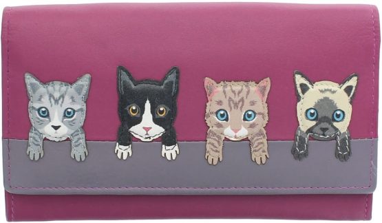 Mala Leather Best Friends Collection Leather Cats On Wall Purse 3417_65 Pink