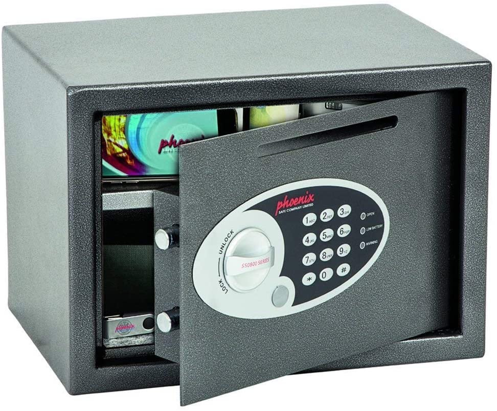 Phoenix Safe Company SS0802ED Size 2 Vela Deposit Home/Office Security Safe with Electronic Lock, Grafito, Metálico, Small