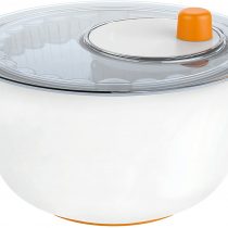 Fiskars Salad Spinner with Integrated Salad Bowl, Diameter: 25 cm, Height: 16.9 cm, Plastic, Functional Form, White/Orange, 1014433