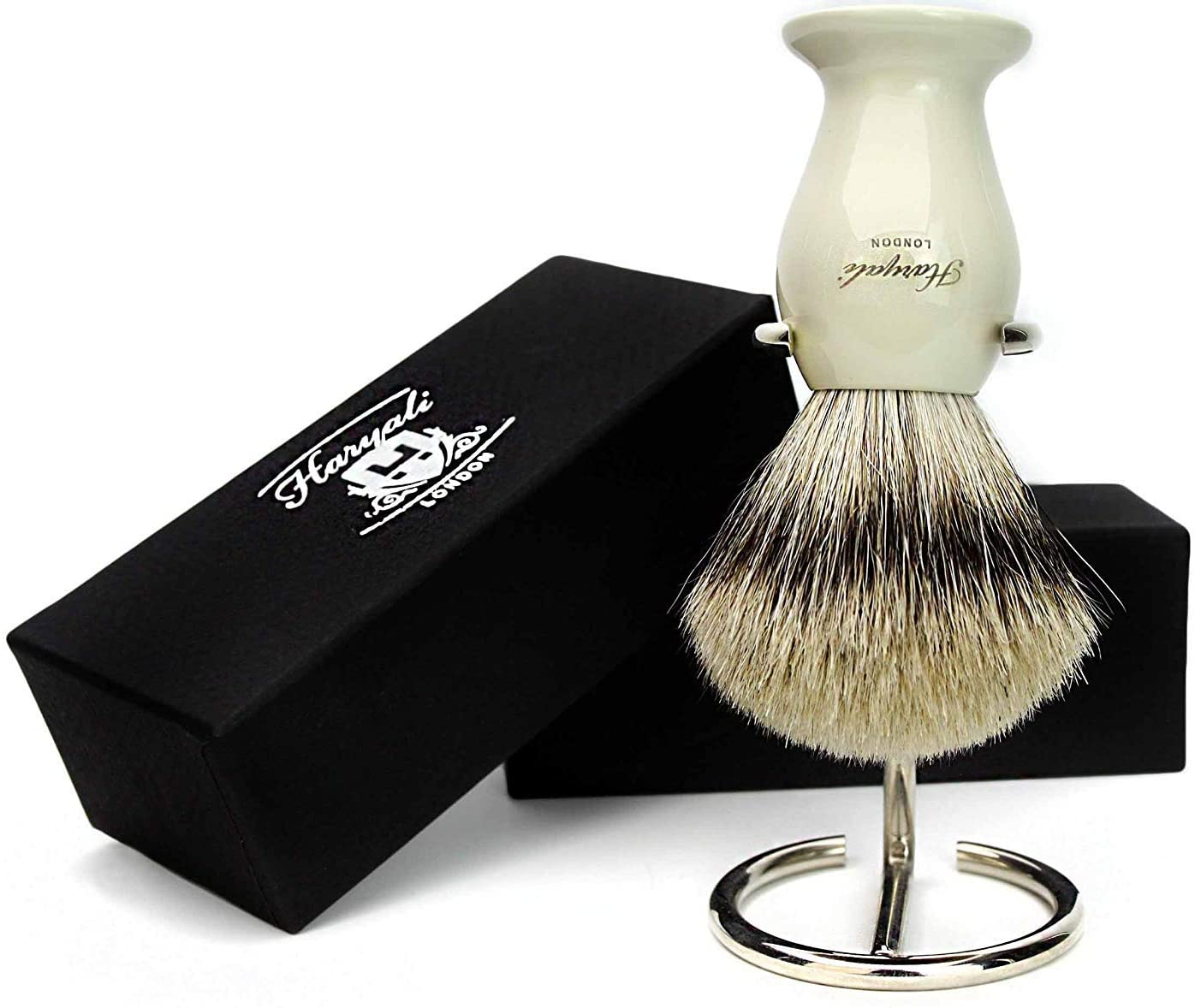 Haryali London Shaving Kit, 2 Pc Shaving Kit, Silvertip Badger Shaving Brush, Stainless Steel Shaving Stand - Image 2