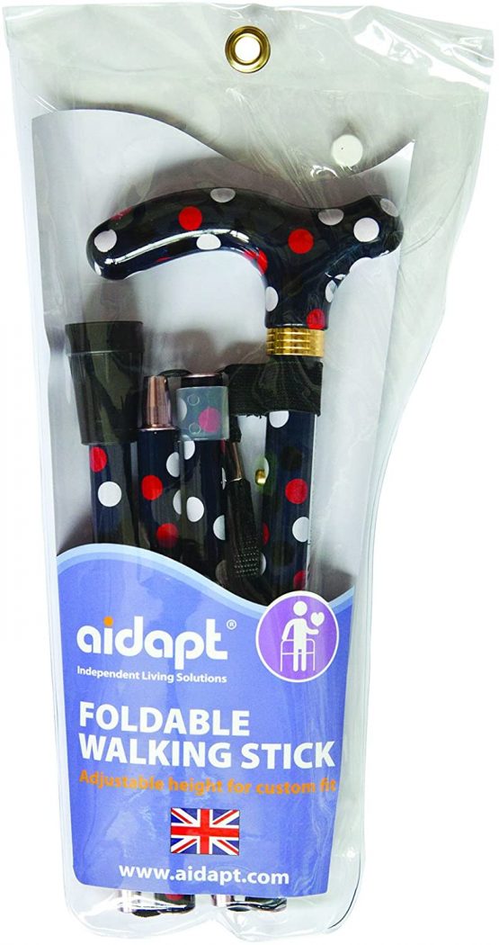Aidapt Polka Dot Design Deluxe Folding Walking Cane (Eligible for VAT relief in the UK) - Image 2