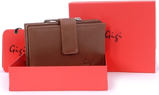 GIGI - Ladies Purse with Gift Box - Real Leather - Wallet / Coin Purse with Clasp - Othello 4244 - Brown - Image 2