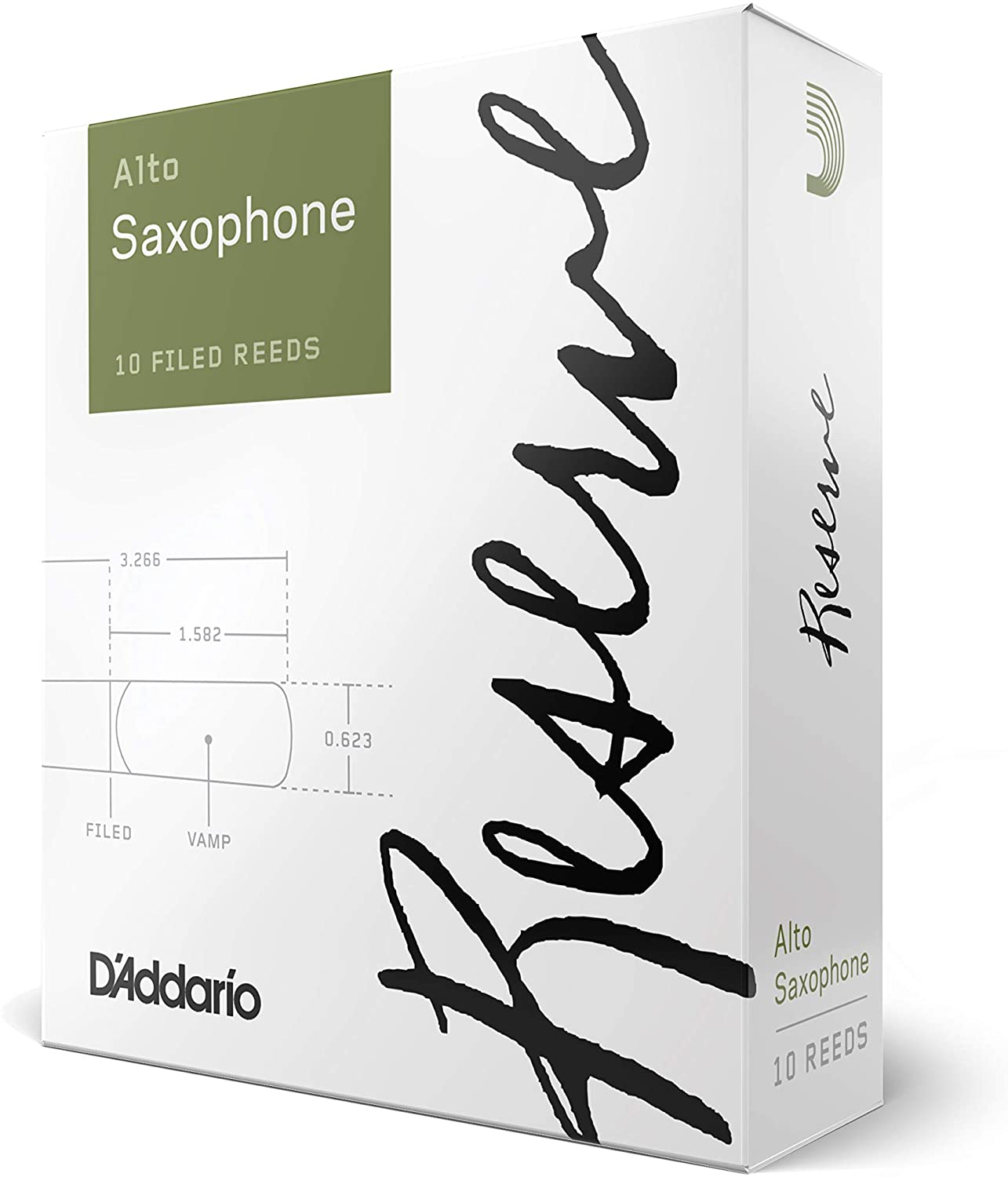 D'Addario Woodwinds Reserve Alto Saxophone Reeds - Sax Reeds - Thick Blank Reed for Rich Warm Tone - 2.5 Strength, 10 Pack