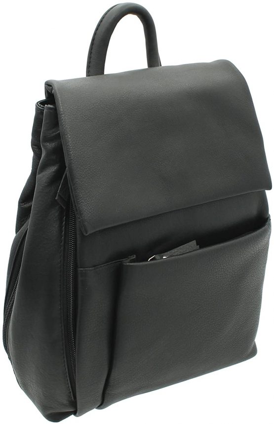 Ashlie Leather Lightweight Leather Backpack With Grab Handle AC8202 Black