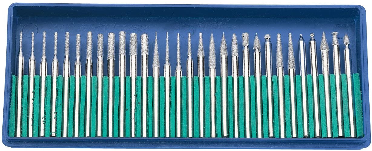 Draper 45001 Diamond Burr Set, 30 Pieces , Blue, 12.7 x 17.3 x 1.8 cm