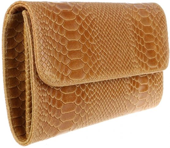 Girly Handbags Italian Leather Snake Print Suede Clutch Bag - Image 2