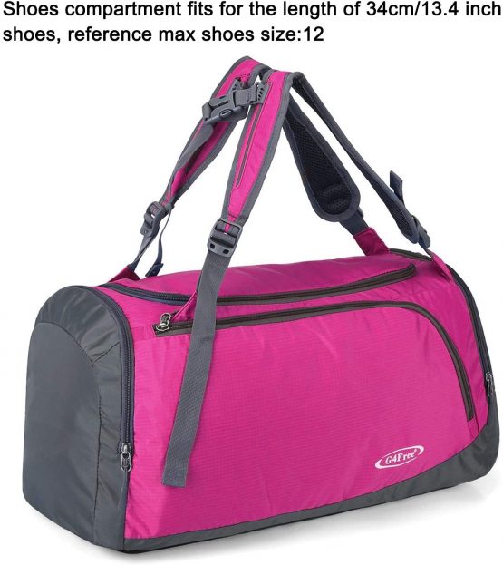 G4Free Lightweight Sports Bag Gym Bag Travel Duffel Backpack Weekend Bag with Shoe Compartment - Image 4