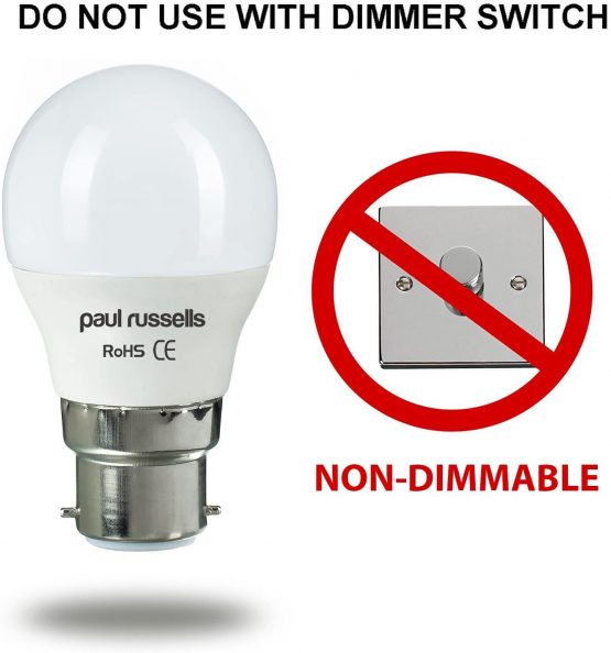 2 Pack 7W Golf Ball LED Light Bulbs B22 BC Bayonet Paul Russells Bright 7W=60W G45 Small Globe/Round 270 Beam Lamp 6500K Day Light 60W Incandescent Replacement - Image 4