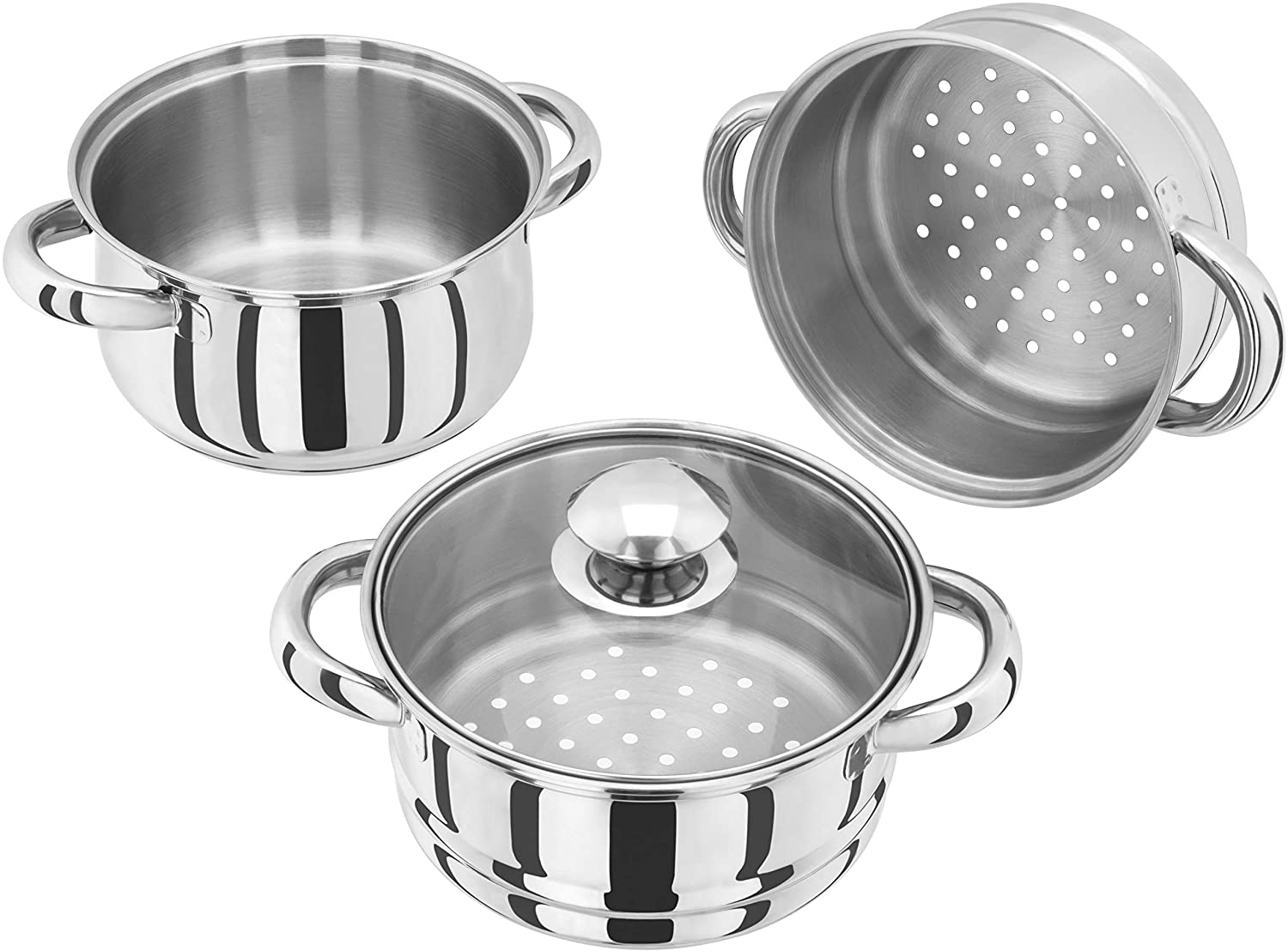 Judge Essential 3-Tier Stainless Steel Steamer- 16cm Food Steamer Pot, Silver, 16cm Steamer