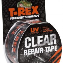T Rex Tape Ferociously Strong Clear Repair Tape, 48mm x 8.2m easy to tear by hand and it sticks to wet surfaces in all weather and is UV resistant