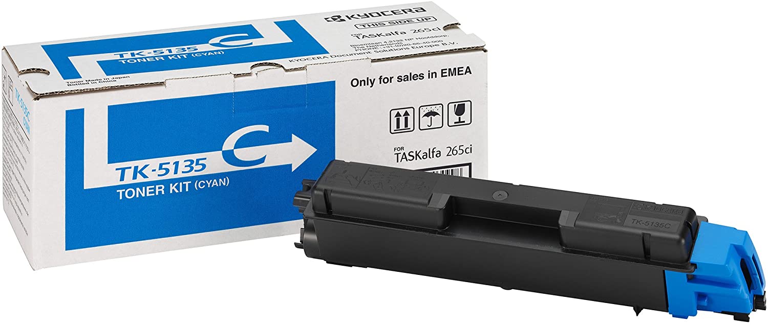 Kyocera TK-5135C Toner Cyan, 5,000 Pages, Original Premium Printer Cartridge 1T02PACNL0 compatible with TASKalfa 265ci, TASKalfa 266ci