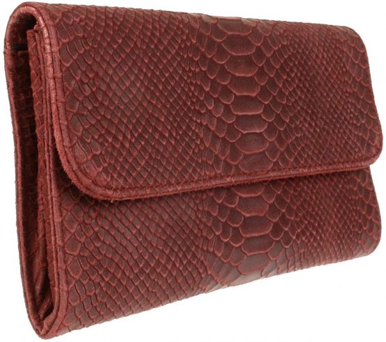 Girly Handbags Italian Leather Snake Print Suede Clutch Bag - Image 2