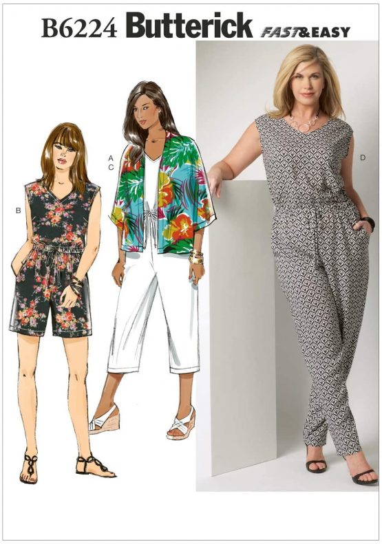 Butterick Patterns 6224 KK,Women's Kimono and Jumpsuit,Sizes 26W-28W-30W-32W, rayon