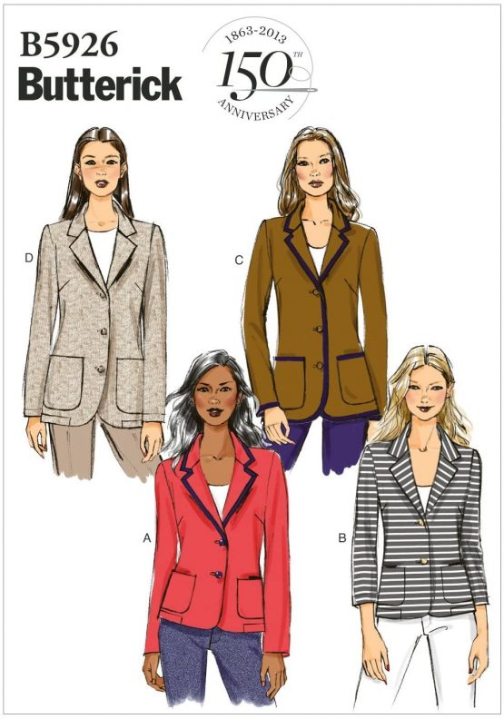 Butterick Patterns B5926 Size B5 8 - 10 - 12 - 14 - 16 Misses' Petite Jacket, White