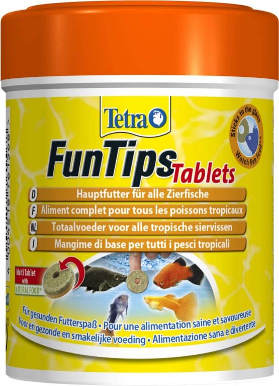 Tetra Funnel Tips Tablets Sticky feeding tablets (main feed, adheres to the disc, for fish watching, natural enhancement of color splendor), 75 tablets