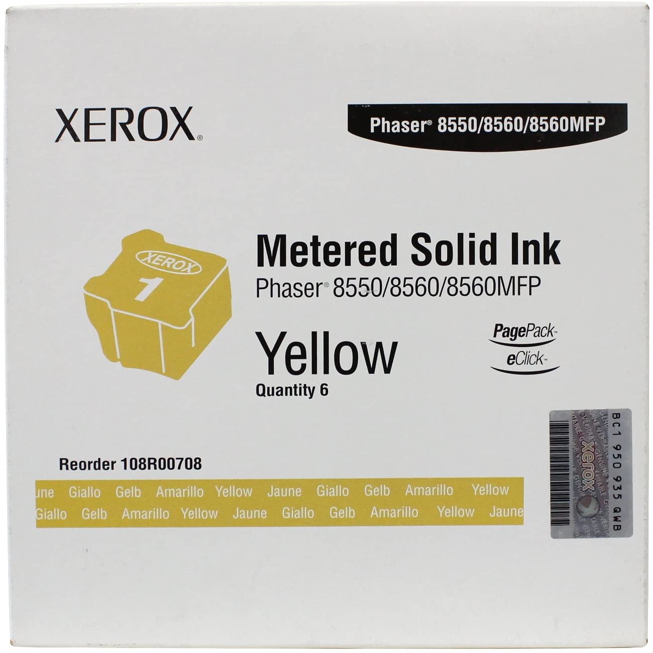 Genuine Xerox Solid Ink Yellow (6 Sticks) Only for Pagepack 8550/8560/8560MFP Ink Sticks