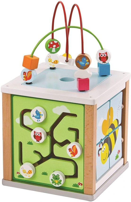 Lelin 31611 Wooden Nature Activity Cube Beads Wire Maze Creative Educational Games Toy