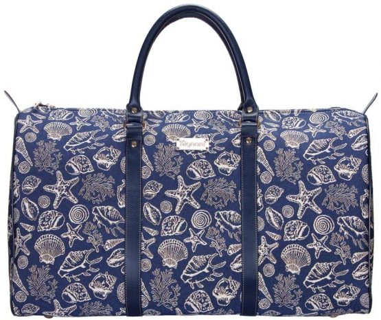Signare Tapestry Large Duffel Bag Overnight Bags Weekend Bag for Women with Fashion Pattern Design (Sea Shell, BHOLD-Shell)