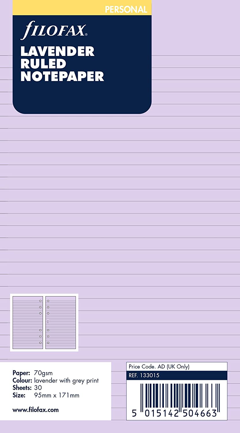 Filofax Papers Ruled Notepaper, white Personal Size - FF-133015, Pack of 1