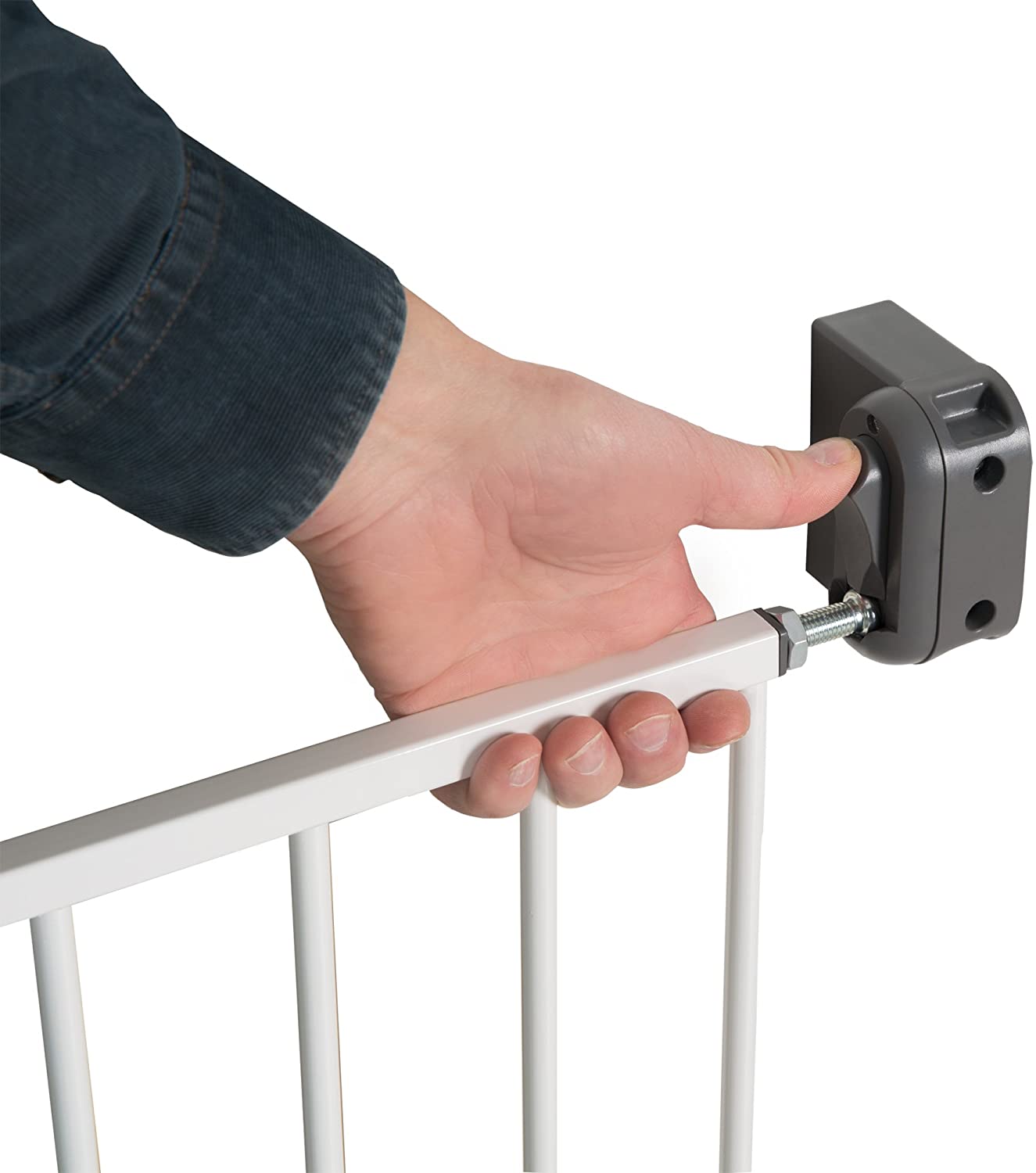 roba Metal Baby Gate 'Easy Step' - Children's Protective Gate - Extra-High Door Gate Variable Width Between 60-97Cm (White) - Image 3