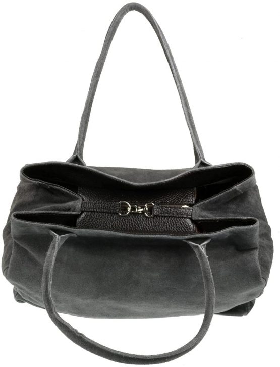 Girly Handbags Italian Suede Leather Expandable Shoulder Bag - Image 3