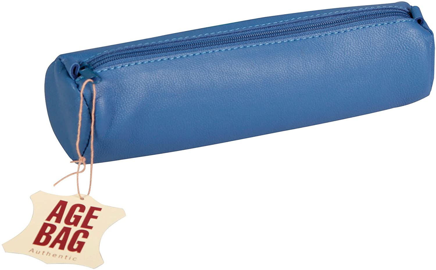 Clairefontaine 77023C, Collection Age Bag, One Round Genuine Lambskin Leather Pencil Case in Blue, Dimensions: 21 cm x 6 cm - Image 2