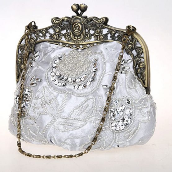 Belsen Women's Vintage Beaded Sequin Flower Evening Handbags - Image 2