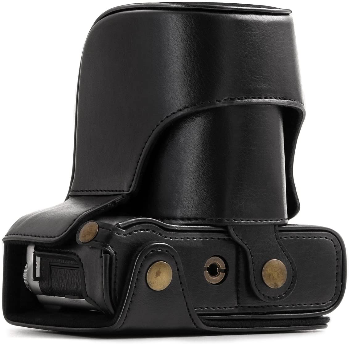 MegaGear MG1001 Ever Ready Leather Case and Strap with Battery Access for Fujifilm X-A10 Camera - Black - Image 2