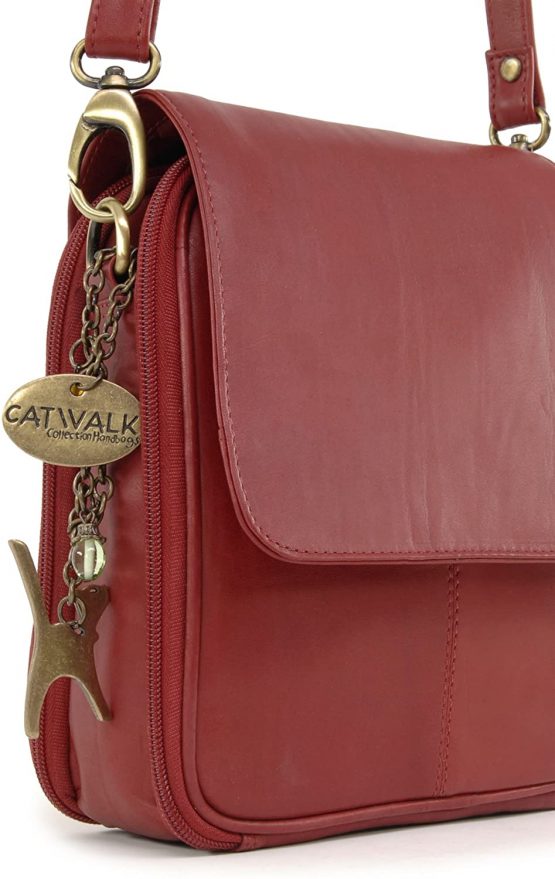 Catwalk Collection Handbags - Women's Leather Cross Body Shoulder Bag - Organiser Messenger with Long Adjustable Strap - TEAGAN - Image 4