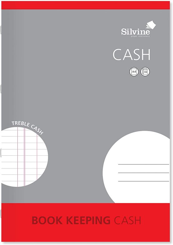 Silvine A4 Book Keeping Cash, 32 Pages Printed 'Treble Cash' - Ref SJA4C