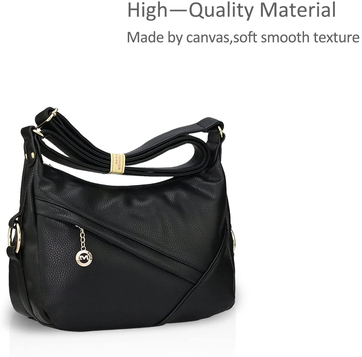 NICOLE&DORIS Women Crossbody Hobo Tote Satchel Travel Purse PU Leather Shoulder Bag, Black, L - Image 3