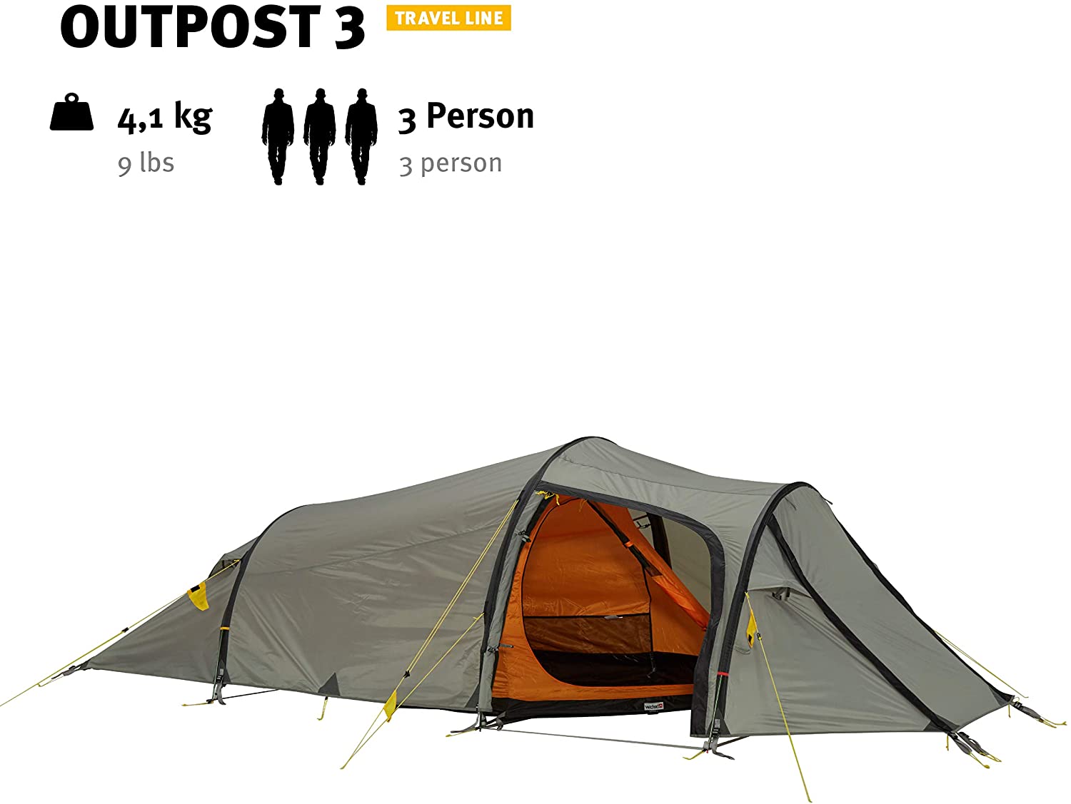 Wechsel tents Tunnel Tent Outpost 3 - Travel Line - Very spacious 3-Person, Oak, standard size - Image 2