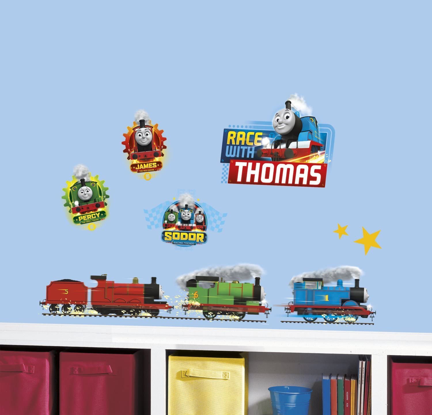 Roommates Thomas and Friends Racing Wall Stickers, Multi-Colour, 12.7 x 2.2 x 27 cm