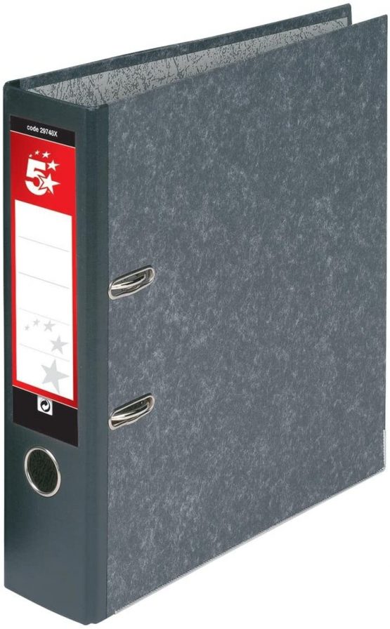 5 Star Office Lever Arch File 70mm Foolscap Cloudy Grey [Pack 10]