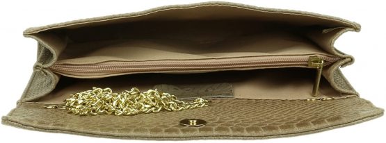 Girly Handbags Italian Leather Snake Print Suede Clutch Bag - Image 4