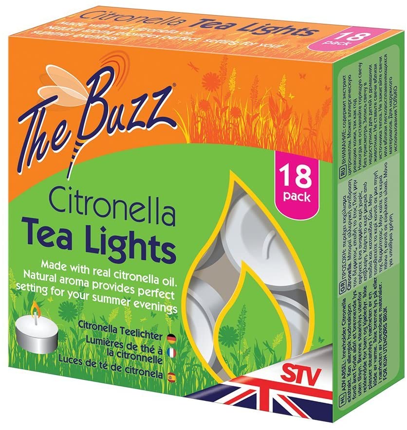 Zero In Citronella Tealights - 18-Pack, Repels Mosquitoes, Natural, for Gardens and Patio Area White, 11.3x11.3x3 cm