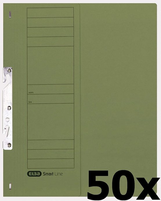 Elba 22421BL Attachable File with Commercial Binding 250 g/sq. m Manila Cardboard for 200 DIN A4 Sheet, Half Front Cover 50 Items Blue Single Clip File with Commercial Binding grün