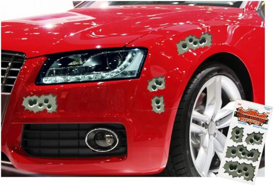 Rapid Fire Strafe Machine Gun Bullet Hole Splashproof Vinyl Car Helmet Stickers (.38 Calibre) Funny Joke - Image 2