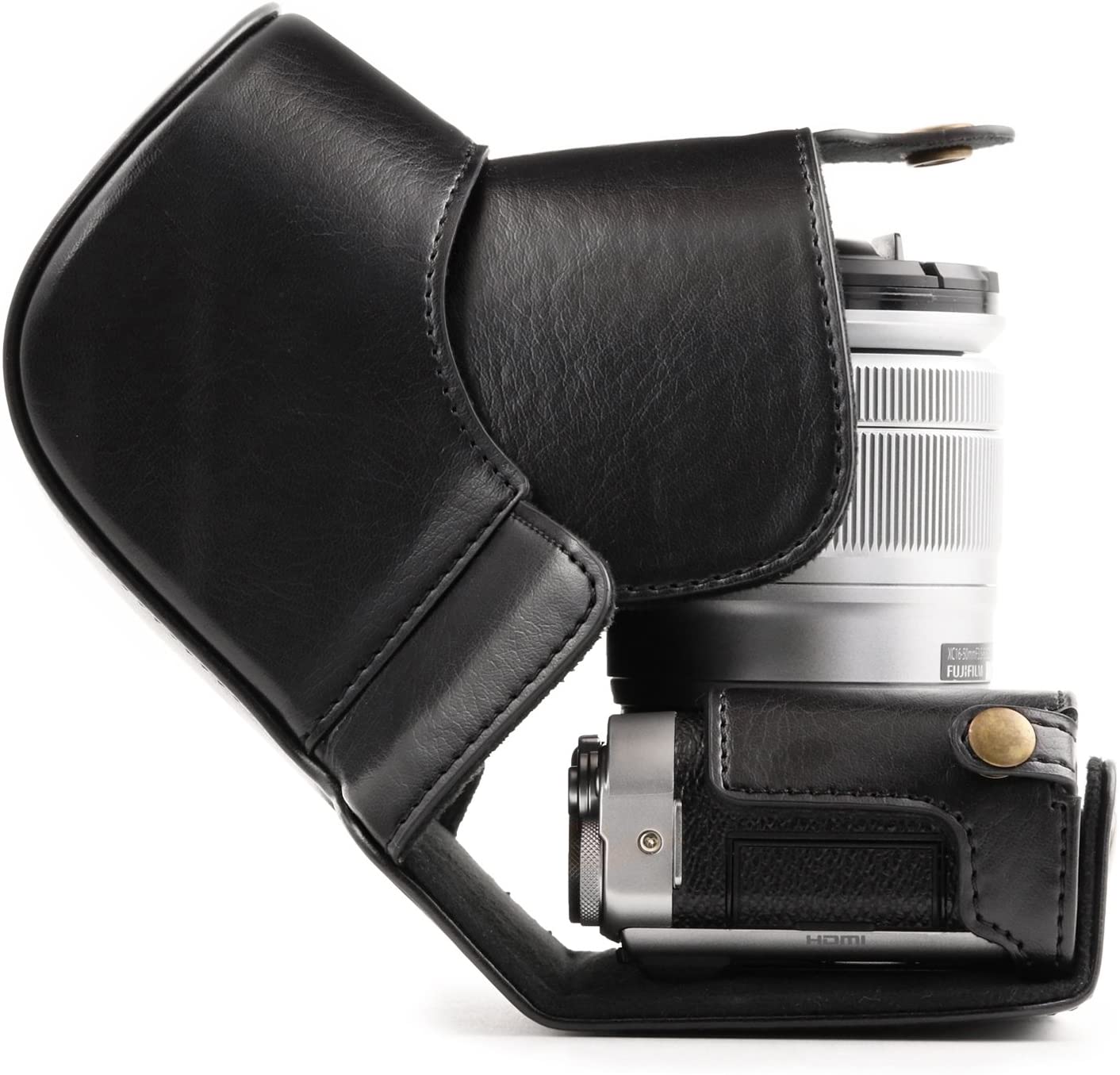 MegaGear MG1001 Ever Ready Leather Case and Strap with Battery Access for Fujifilm X-A10 Camera - Black - Image 3