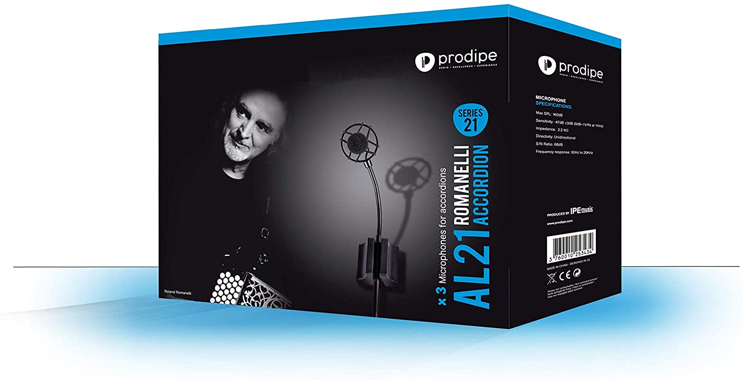 Prodipe AL-21 Microphone for Accordion Set of 3, black