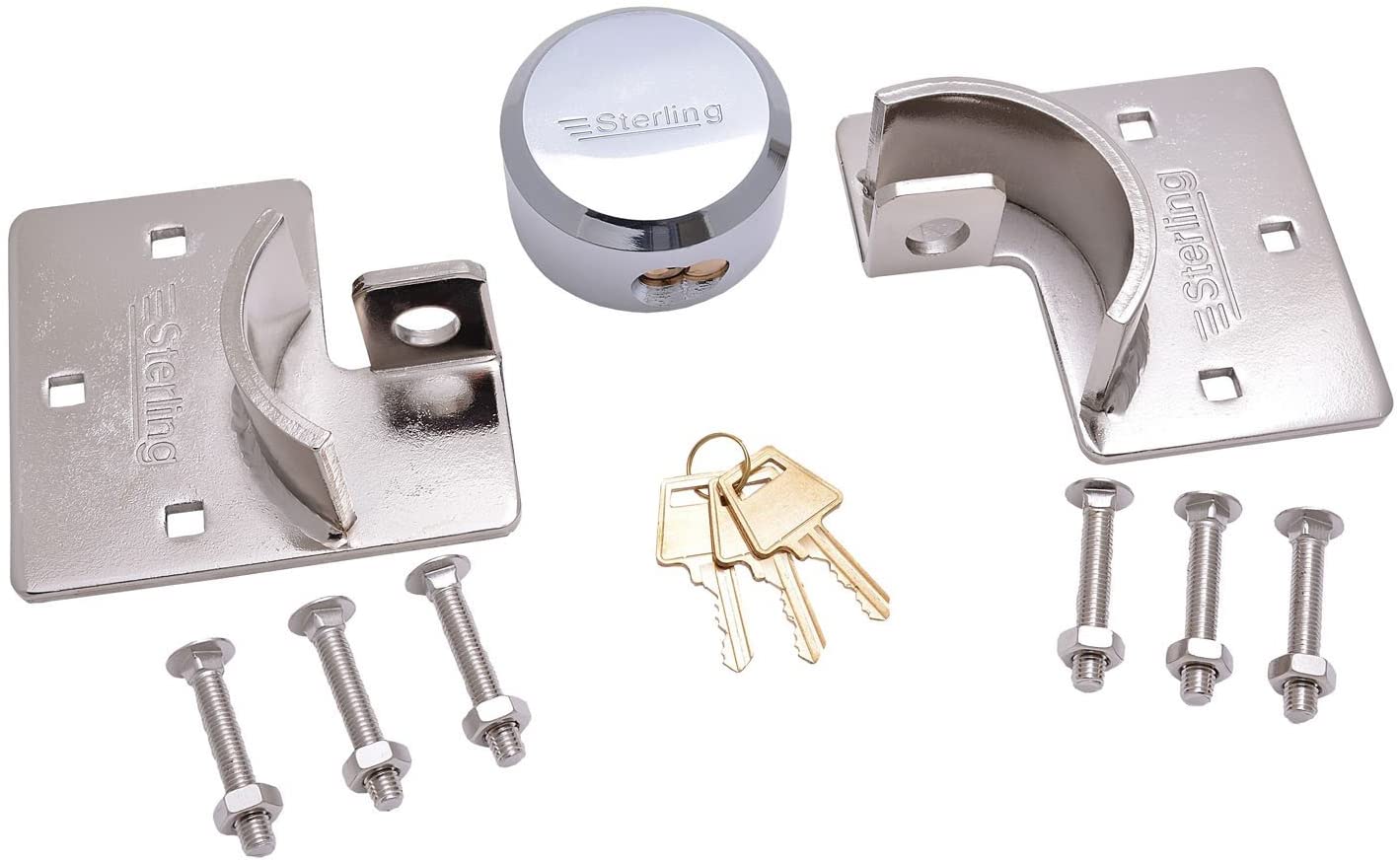 Sterling PHS104E Heavy Duty Van Lock 73 mm Round Shackleless, Silver, Shackleless Padlock and Heavy Security Hasp - Image 2