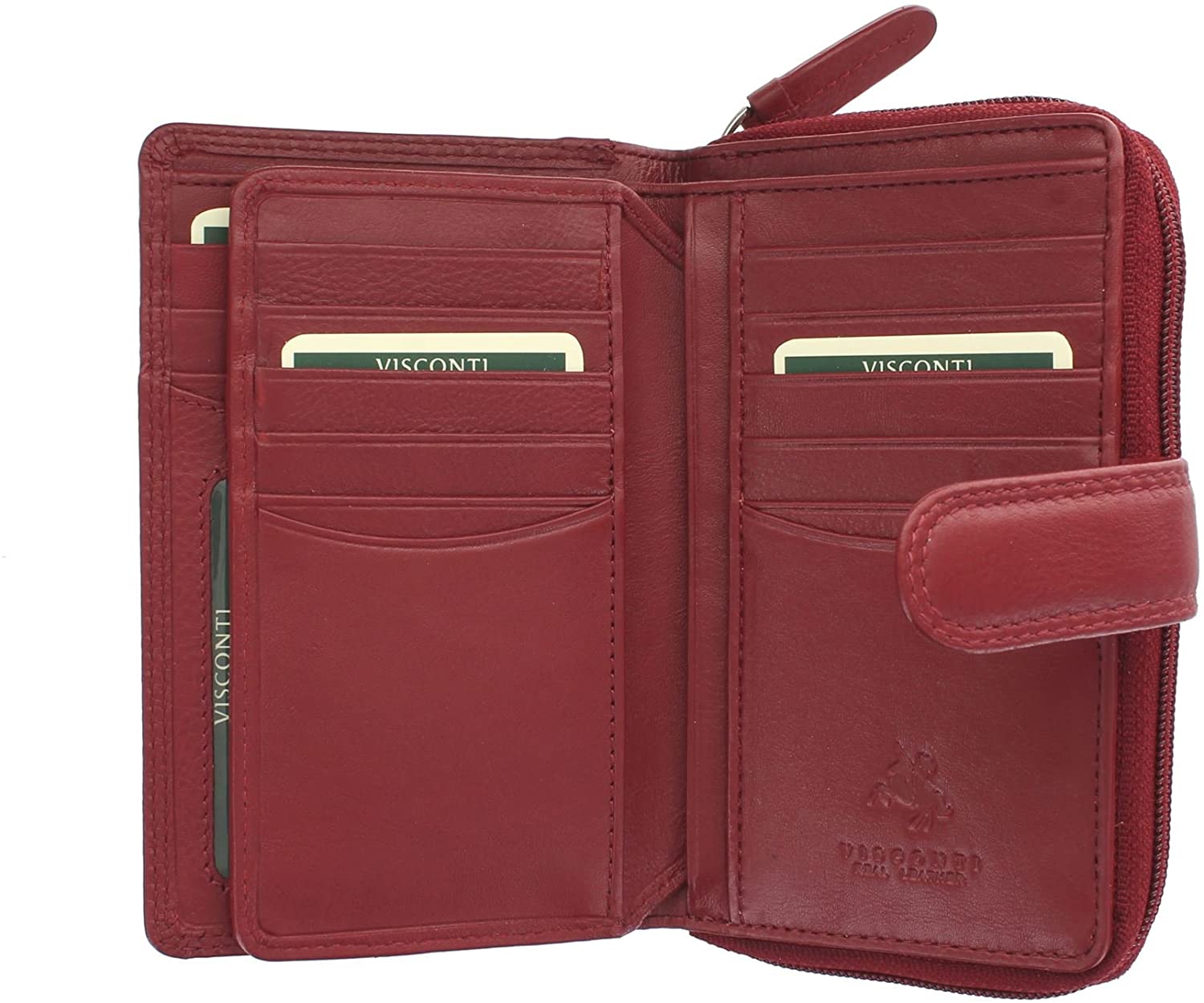 VISCONTI Heritage Collection Madame Leather Purse with Tab Closure RFID Blocking HT33 Red - Image 4